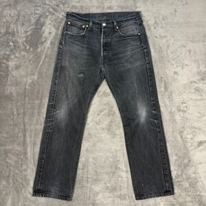 Levi's Jeans Mens 33x30 Black 501 Original Fit Straight Leg Button Fly Faded
